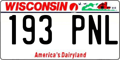 WI license plate 193PNL