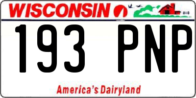 WI license plate 193PNP