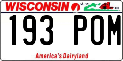 WI license plate 193POM