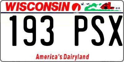WI license plate 193PSX
