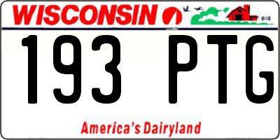 WI license plate 193PTG