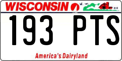 WI license plate 193PTS