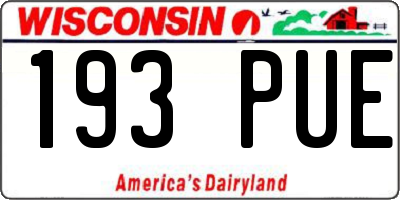 WI license plate 193PUE