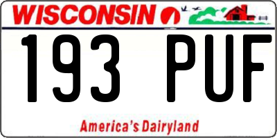 WI license plate 193PUF