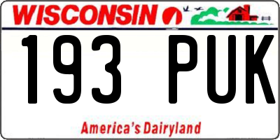 WI license plate 193PUK
