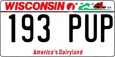 WI license plate 193PUP