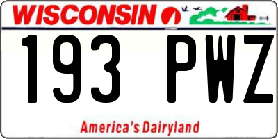 WI license plate 193PWZ