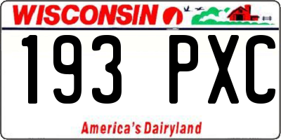 WI license plate 193PXC