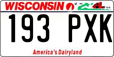 WI license plate 193PXK