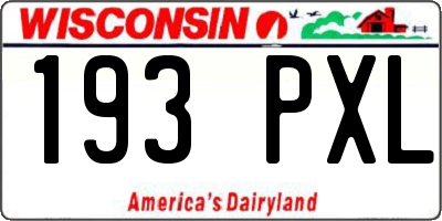 WI license plate 193PXL