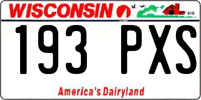 WI license plate 193PXS