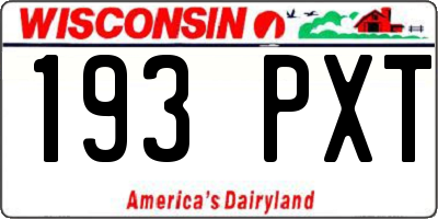 WI license plate 193PXT