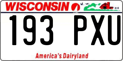 WI license plate 193PXU
