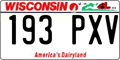 WI license plate 193PXV