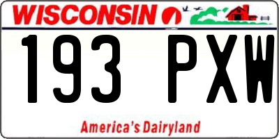 WI license plate 193PXW