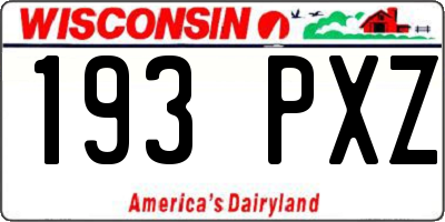 WI license plate 193PXZ
