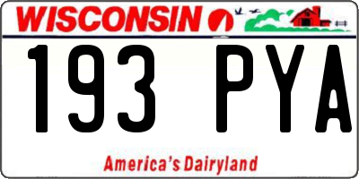 WI license plate 193PYA