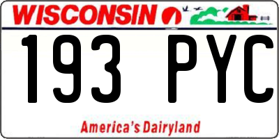 WI license plate 193PYC