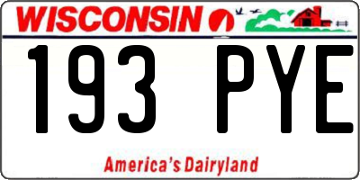 WI license plate 193PYE