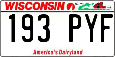 WI license plate 193PYF