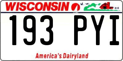 WI license plate 193PYI