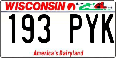 WI license plate 193PYK