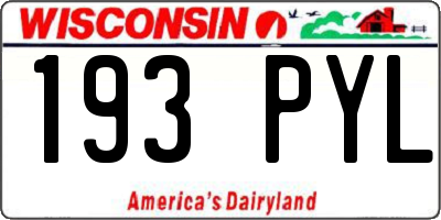 WI license plate 193PYL
