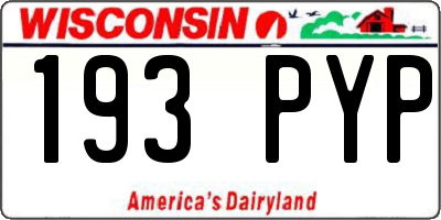WI license plate 193PYP
