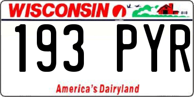 WI license plate 193PYR