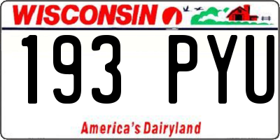 WI license plate 193PYU