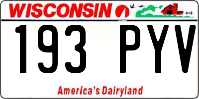 WI license plate 193PYV