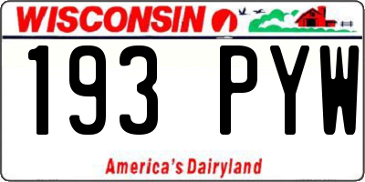 WI license plate 193PYW