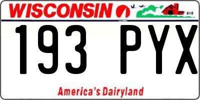 WI license plate 193PYX