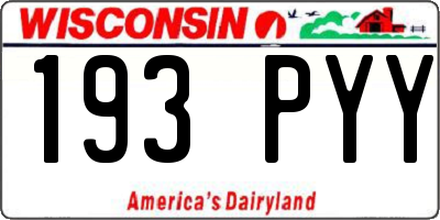 WI license plate 193PYY