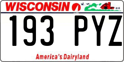WI license plate 193PYZ