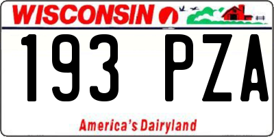 WI license plate 193PZA