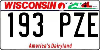 WI license plate 193PZE