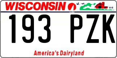 WI license plate 193PZK