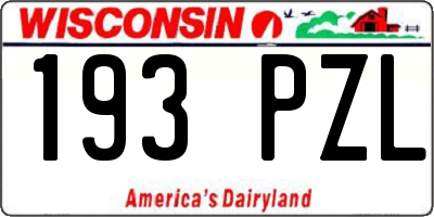 WI license plate 193PZL
