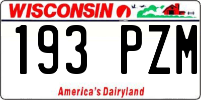 WI license plate 193PZM