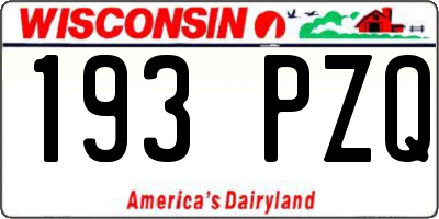 WI license plate 193PZQ
