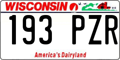 WI license plate 193PZR