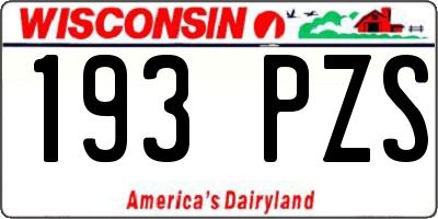 WI license plate 193PZS