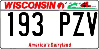 WI license plate 193PZV