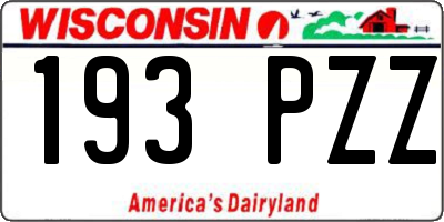 WI license plate 193PZZ