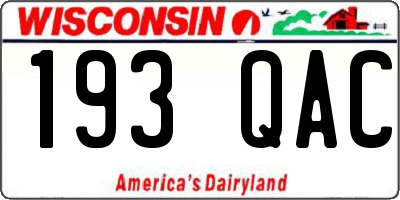 WI license plate 193QAC