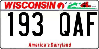WI license plate 193QAF