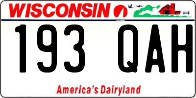 WI license plate 193QAH