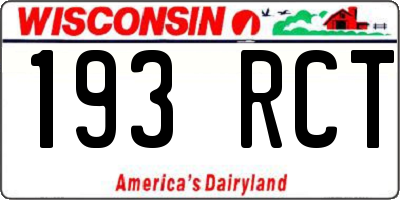 WI license plate 193RCT