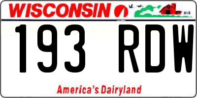 WI license plate 193RDW
